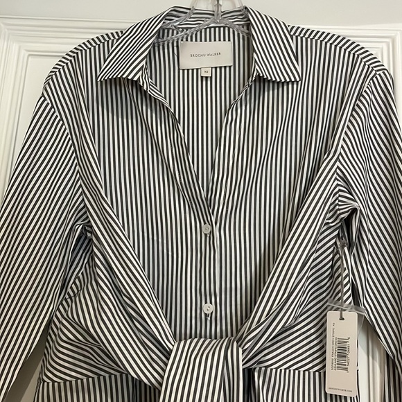 BROCHU WALKER Fraser gray stripe Ashland Stripe dress XS - Picture 8 of 9